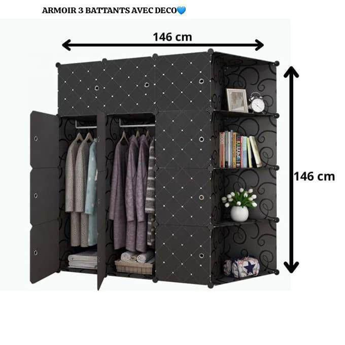 Armoire 3 Battants en plastique avec dèco