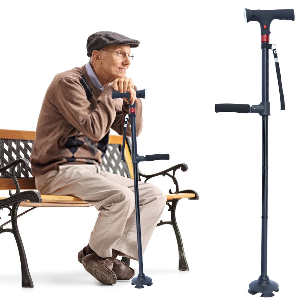 Béquille pliable avec lampe