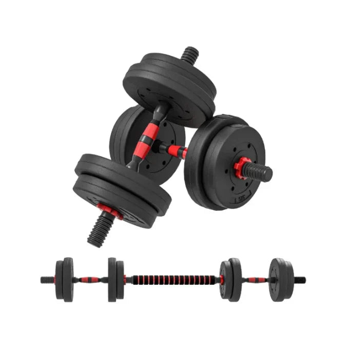 Haltères 15Kg Réglables avec Barre de Connexion.