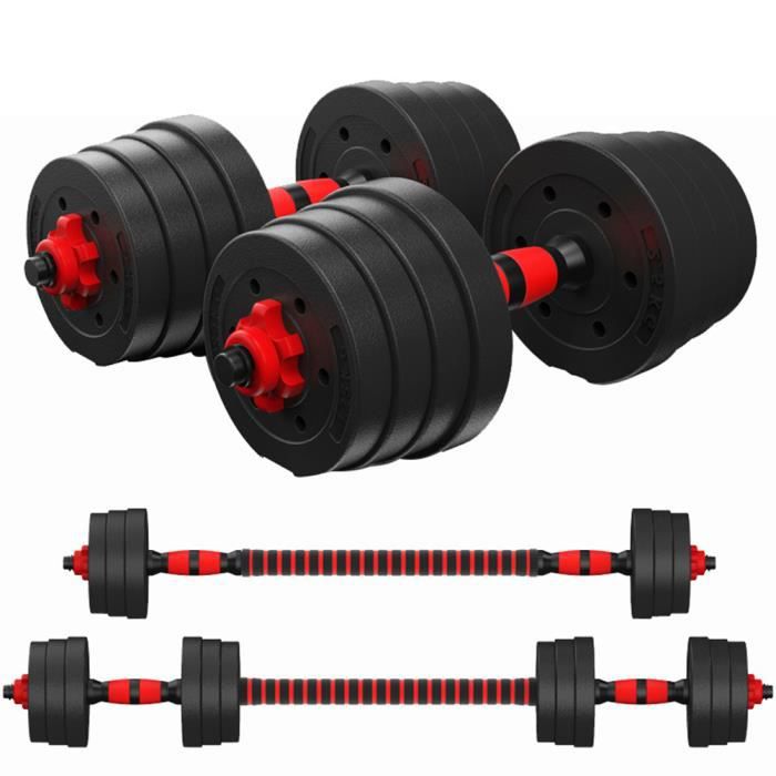 Haltères 20kg, Kit d'Haltères Musculation en PVC Réglable .