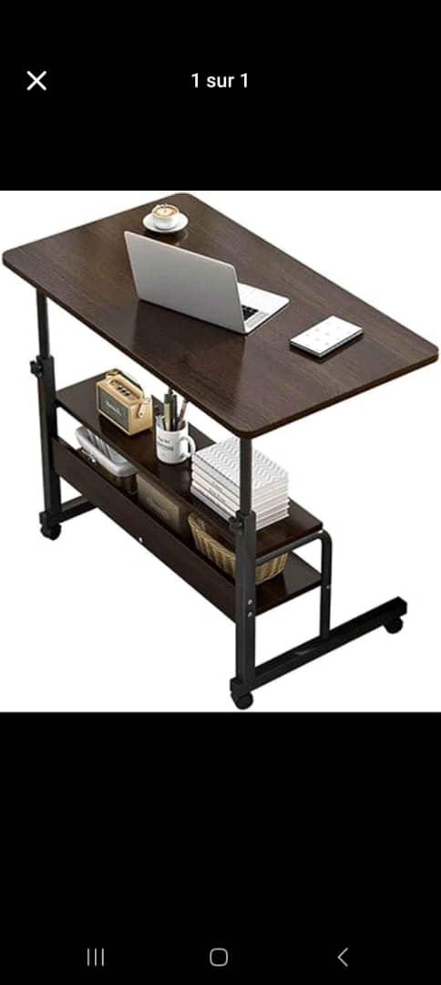 Table d’Ordinateur Multifonction avec Étagères de Rangement.